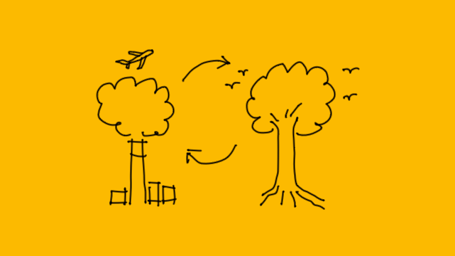 Image with a refinery and a tree